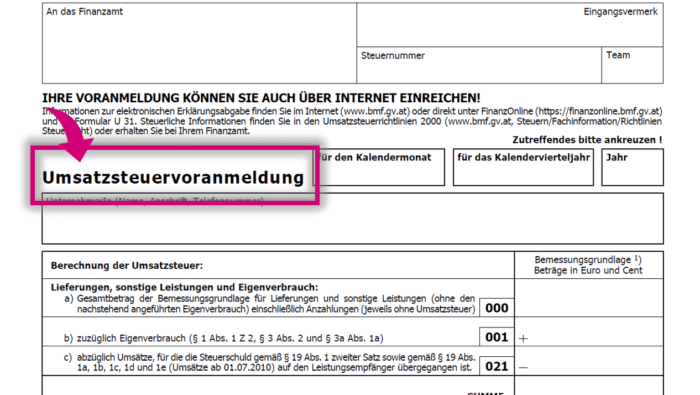 UVA Formular: Kennzahlen + Ausfüllhilfe für das U30-Formular